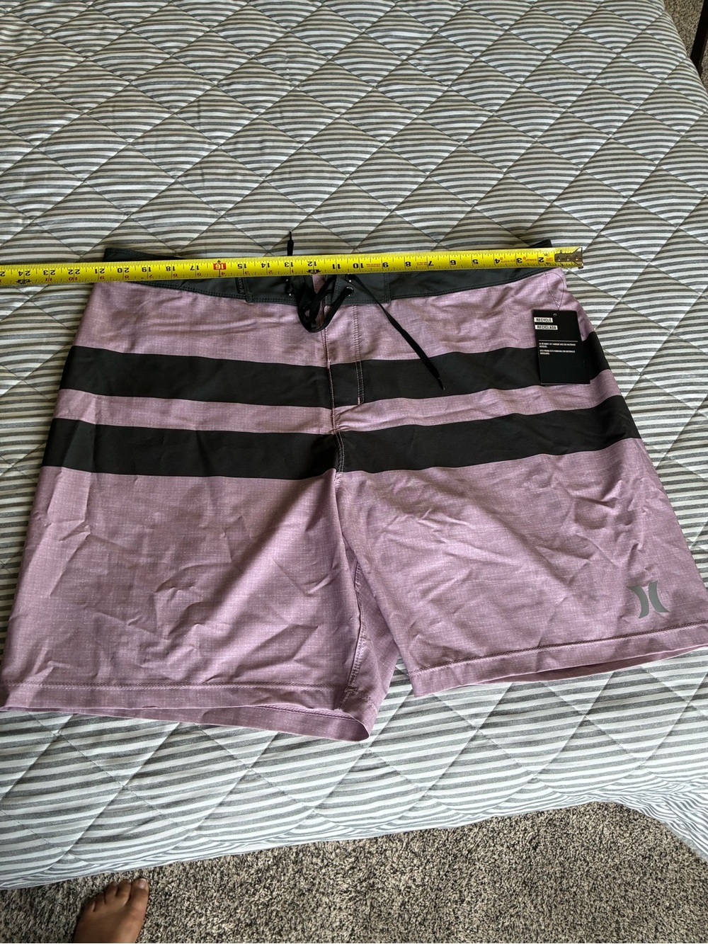 Hurley Men’s Lavender Boardshorts with Black Stripes